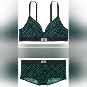 38C/XXL Victoria's Secret Shine Patch Bra Shine Patch Boyshort Panty Sleep Set